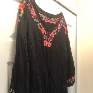 Colorful embroidered dressy blouse 1X